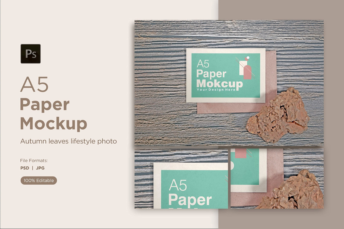 A5 Paper Mockups With Grunge stones, a Print Template by shahsoft (Photo 1 of 3)