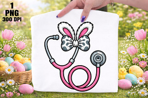 Easter Bunny Nurse Coquette Bow PNG, an Illustration by Daily.Designs
