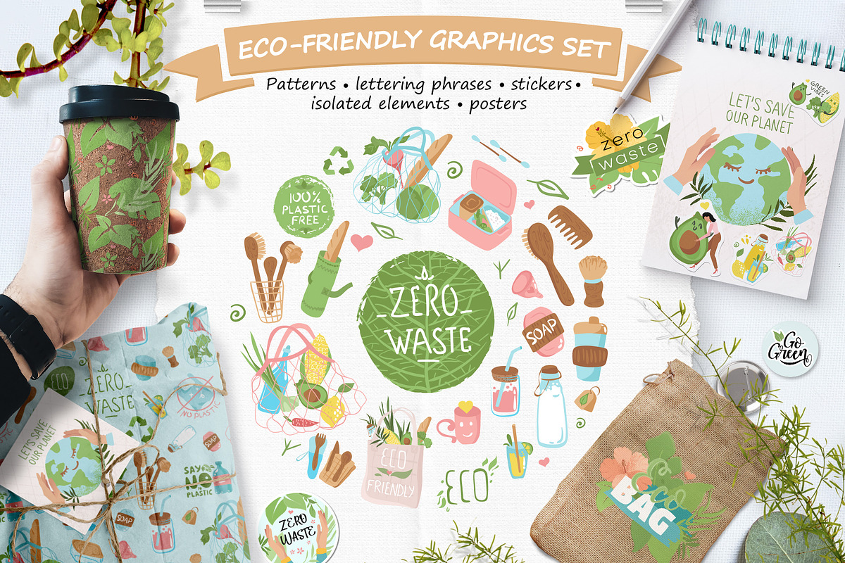 Eco-friendly graphics set, an Illustration by Olesia_ig (Photo 1 of 11)