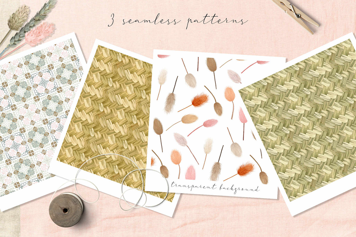 Big romantic dried flower set, a Texture Illustration by marie dricot (Photo 3 of 18)