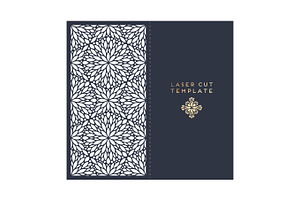 Vector wedding card laser cut template with mandala