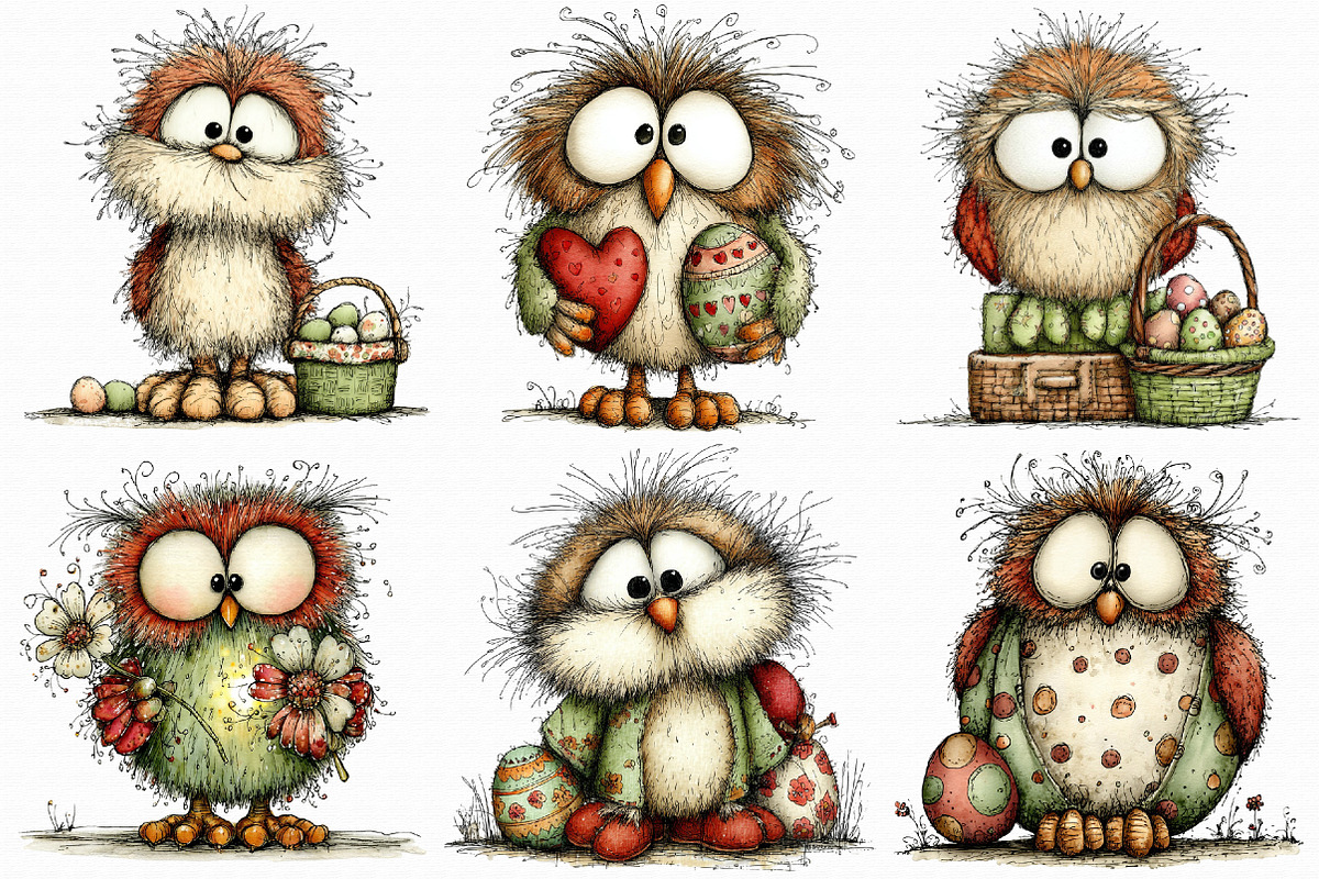 Whimsical Easter Owl Clipart, an Illustration by Libby Wishes (Photo 8 of 8)
