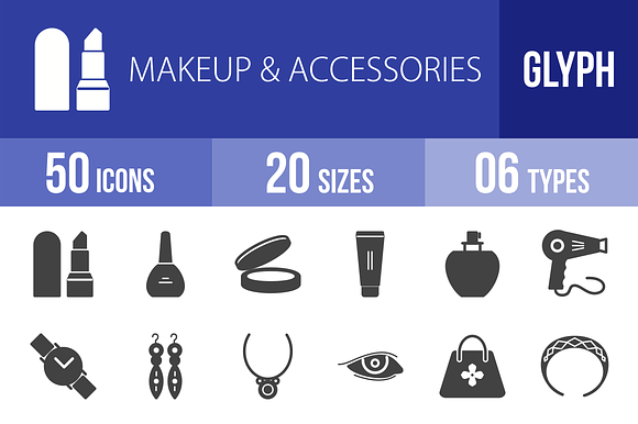 50 Makeup & Accessories Glyph Icons preview 4