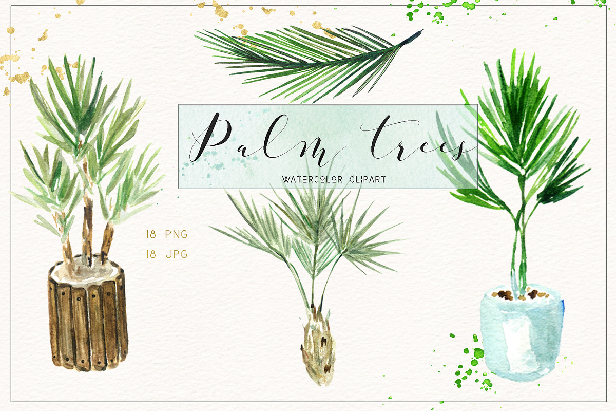 Palm tree. Watercolor clipart., an Illustration by LABFcreations (Photo 2 of 5)