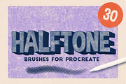 HALFTONE BRUSHES FOR PROCREATE, a Brush Add-On by seamless team (Thumbnail 1 of 6)