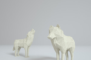 Low Poly Paper Wolves