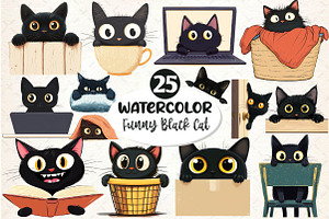 Black Cat Peeking Clipart PNG, an Illustration by Dream Creation