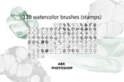 110 Watercolor brushes for photoshop, a Brush Add-On by TaPilipa (Thumbnail 5 of 8)