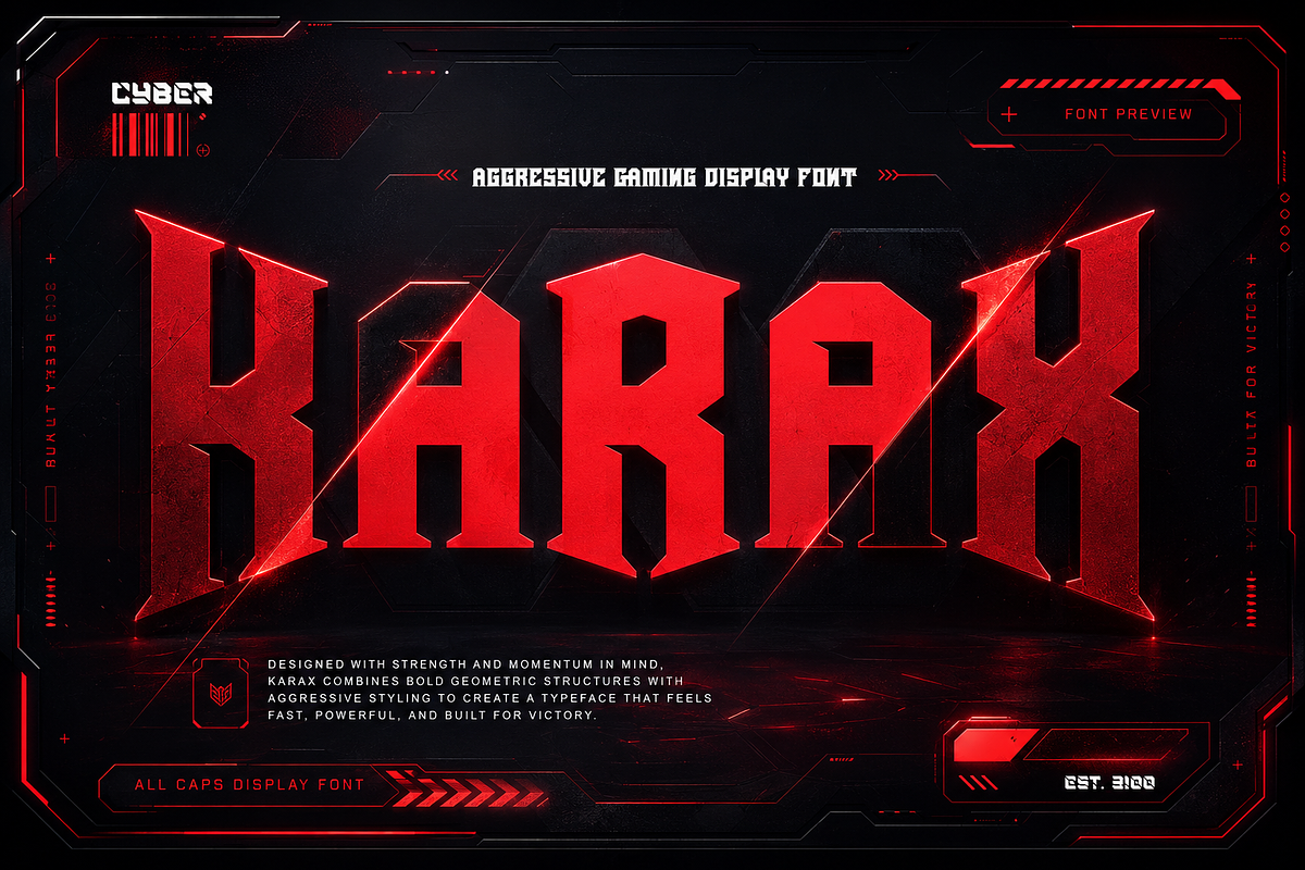 Harax – Esports Display Typeface, a Sans Serif Font by Letterara (Photo 1 of 14)