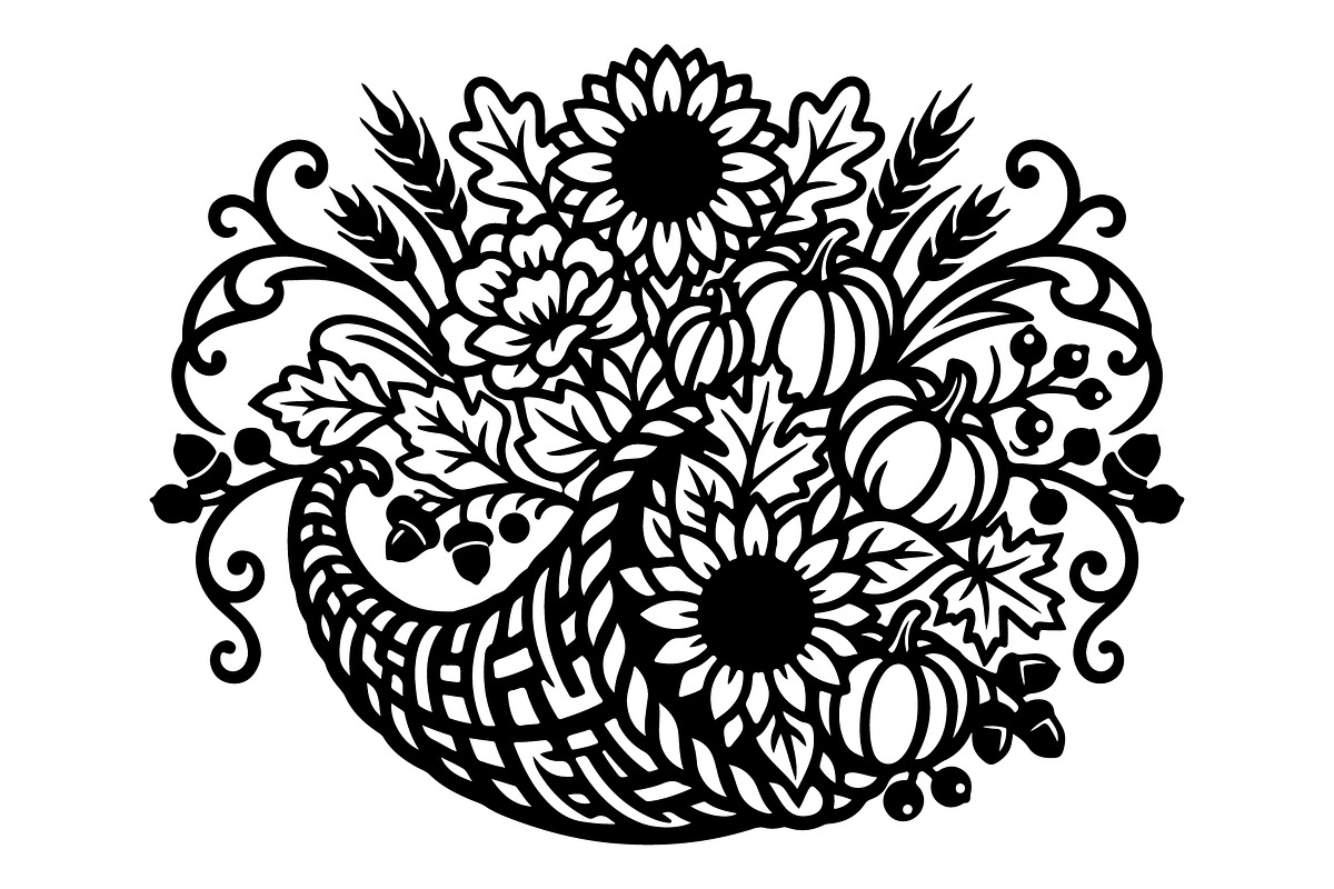 Elegant Floral Pumpkin Cornucopia, an Object Graphic by Gfx_Store (Photo 2 of 16)