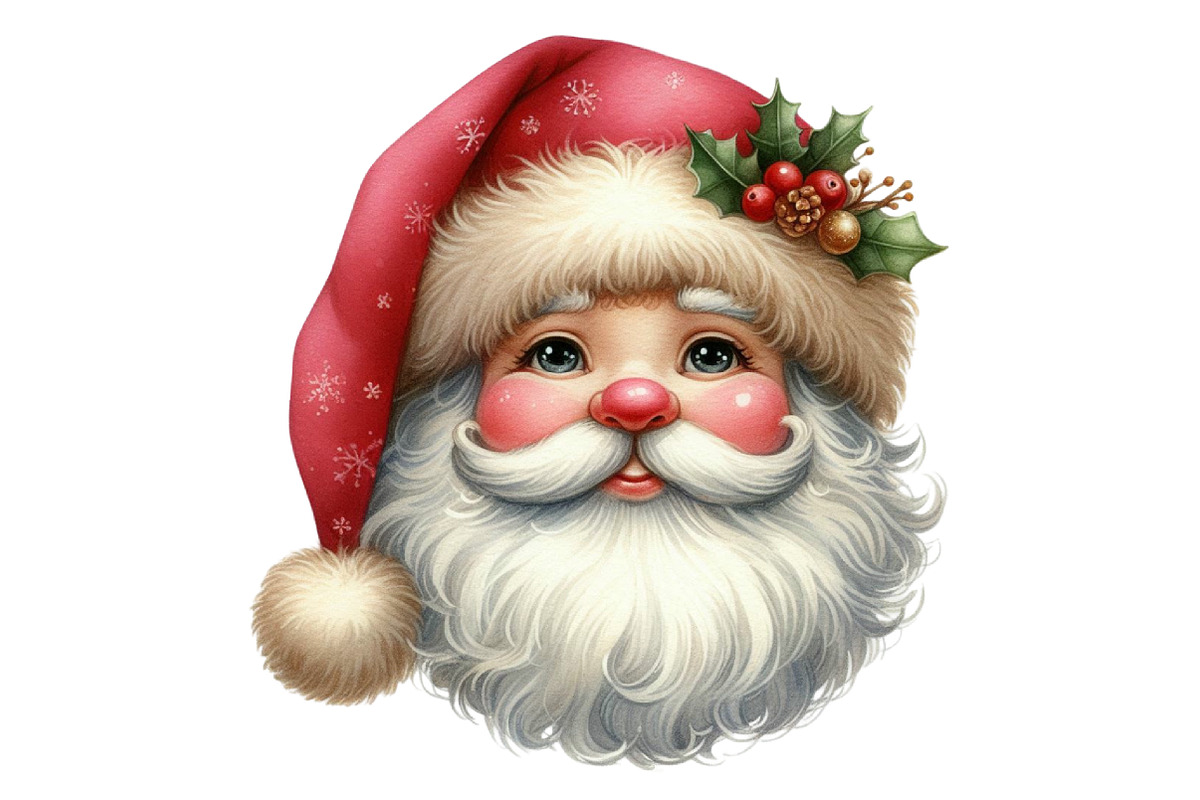 Vintage & Modern Watercolor Santa, an Illustration by Designking (Photo 3 of 5)