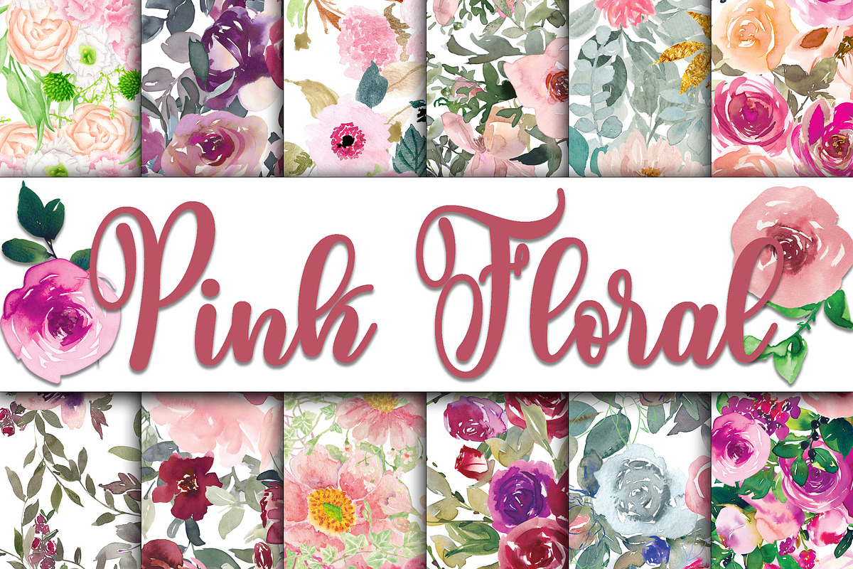 Floral Digital Paper Bundle, a Texture Illustration by OldMarket Designs (Photo 5 of 13)