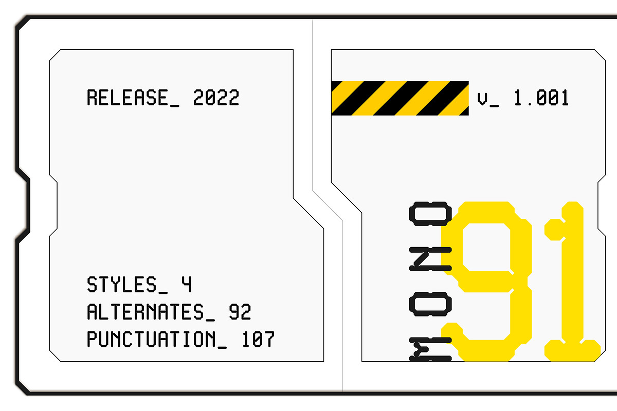 Mono 91 [Monospaced Font], a Sans Serif Font by 103cia (Photo 1 of 7)