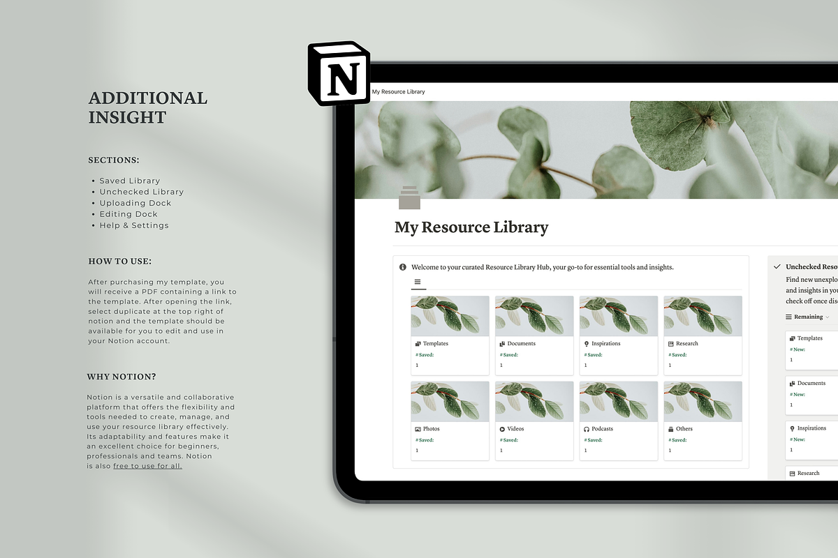 Notion Resource Library Hub, a Templates & Theme by Swyn.Studio (Photo 7 of 7)