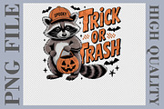 Trick or Trash Raccoon Halloween PNG, a Graphic by olgasallom (Thumbnail 1 of 3)