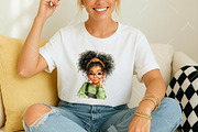 Whimsical Black Afro Girl Clipart, an Illustration by OK Design (Thumbnail 6 of 6)