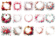 Valentines Watercolor Heart Border, an Illustration by SinaCreation (Thumbnail 2 of 11)
