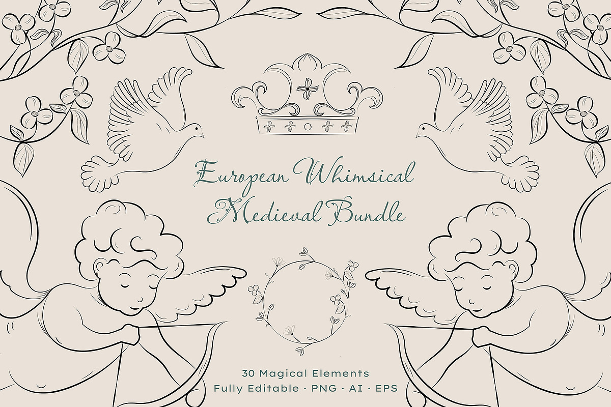 European Whimsical Medieval Bundle, an Object Illustration by Invisual Studio (Photo 1 of 11)