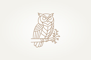 owl bird standing on a branch logo, a Branding & Logo Template by Blazybone