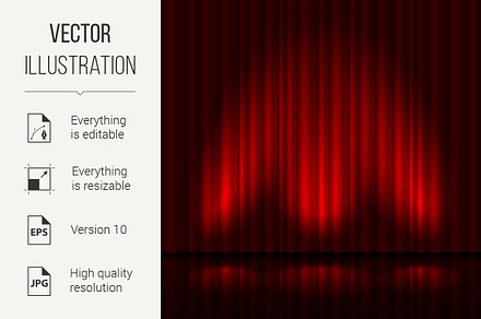 Stage with red curtain, a Background Graphic by DvargShop