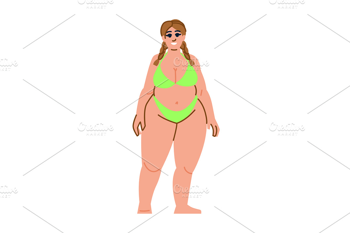 Curvy woman wearing green bikini, an Object Illustration by pikepicture