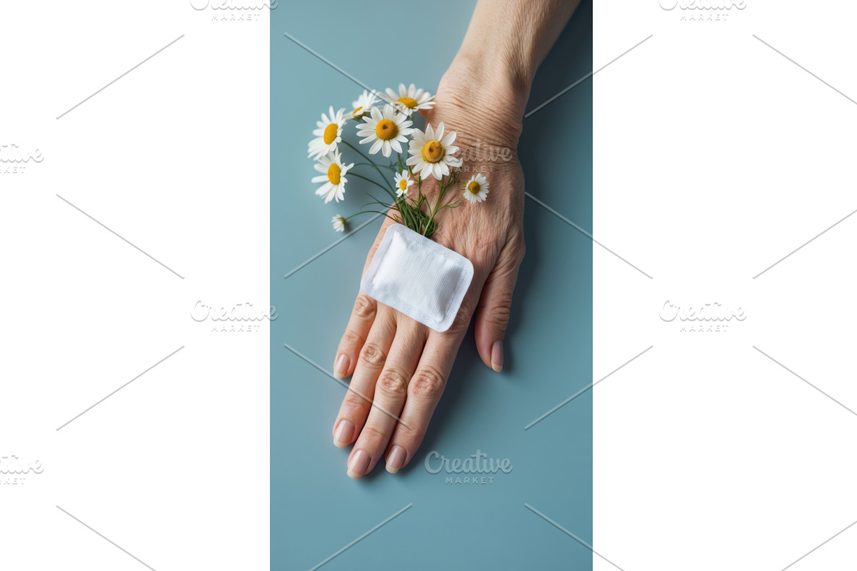 Close-up of a hand with chamomile, an Illustration by tilialucida