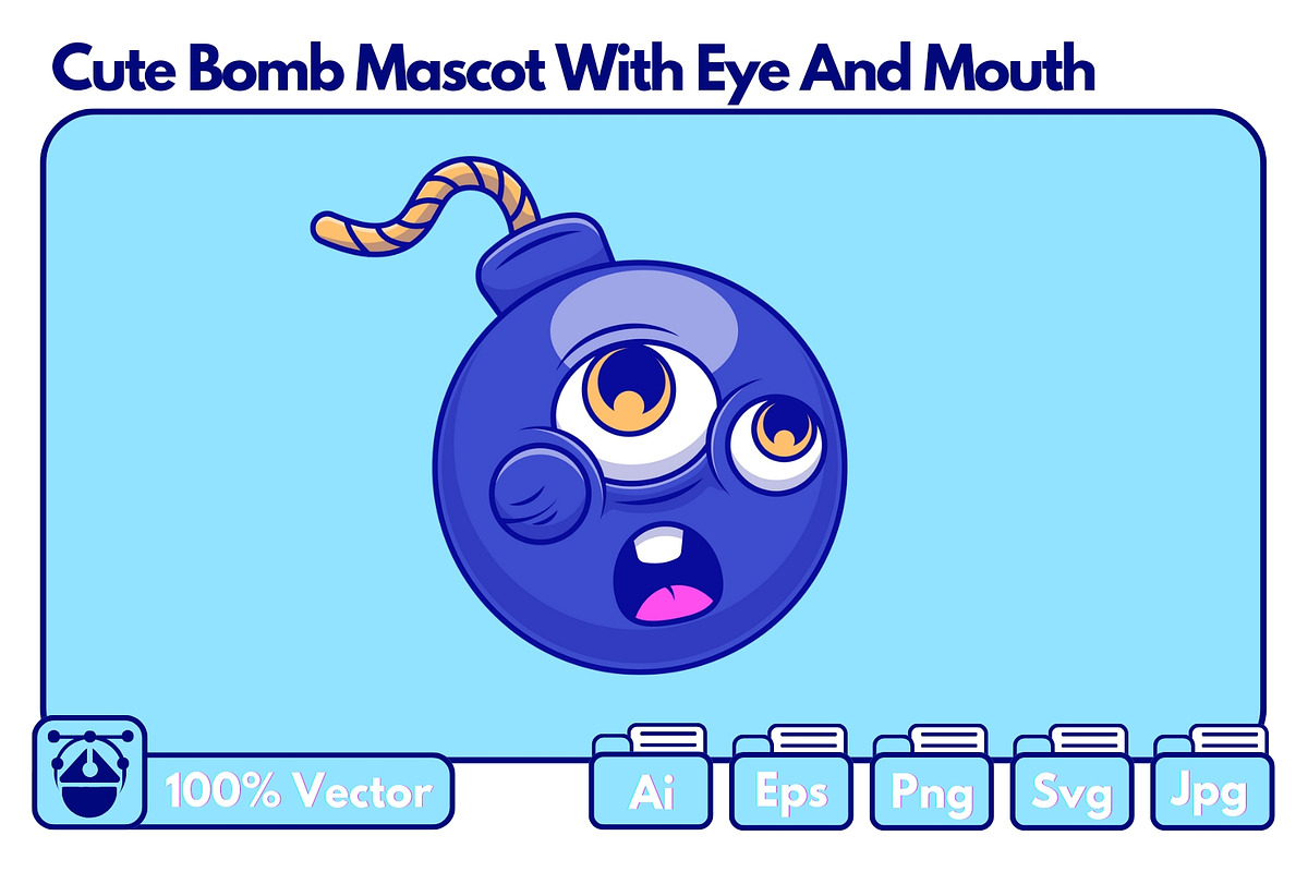 Cute Bomb Mascot With Eye And Mouth, an Object Illustration by Artstorystudio (Photo 1 of 3)