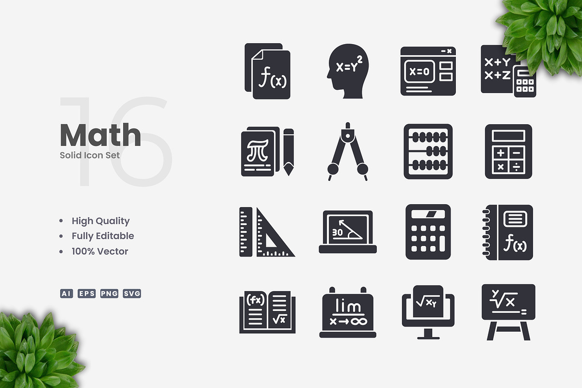Math Solid Icons, an Icon by Upnowgraphic