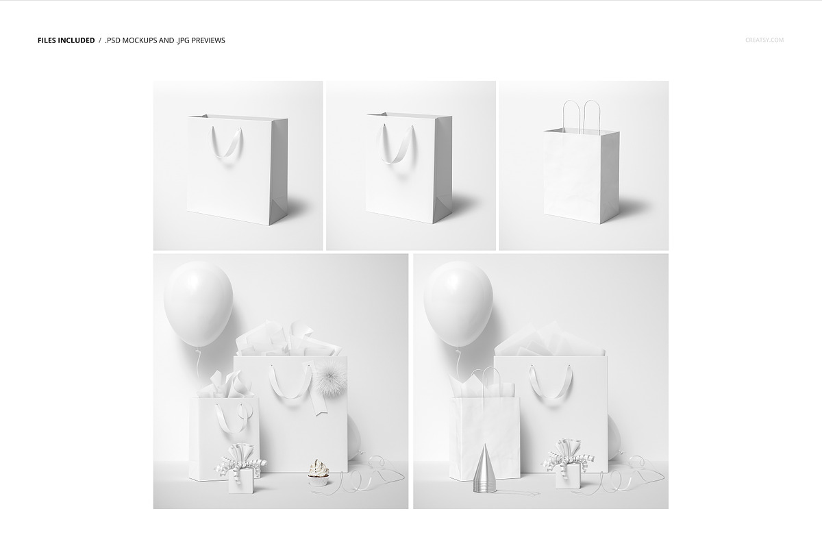 Paper Gift Bags Mockup Set, a Packaging Mockup by creatsy5 (Photo 2 of 8)