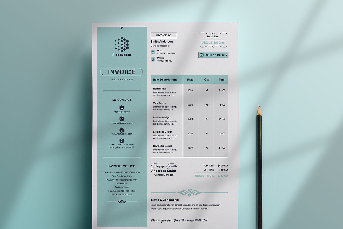 Invoice, a Stationery Template by TelaTemplates (Photo 1 of 8)