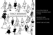 Fancy bananas - vector illustrations, a Food Illustration by Renée from Studio neetje (Thumbnail 2 of 5)