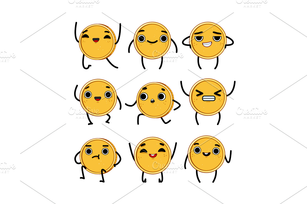 coin character set cartoon vector, an Object Illustration by pikepicture