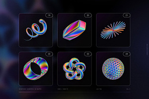 Iridescent Geometric 3D Shapes Vol.3