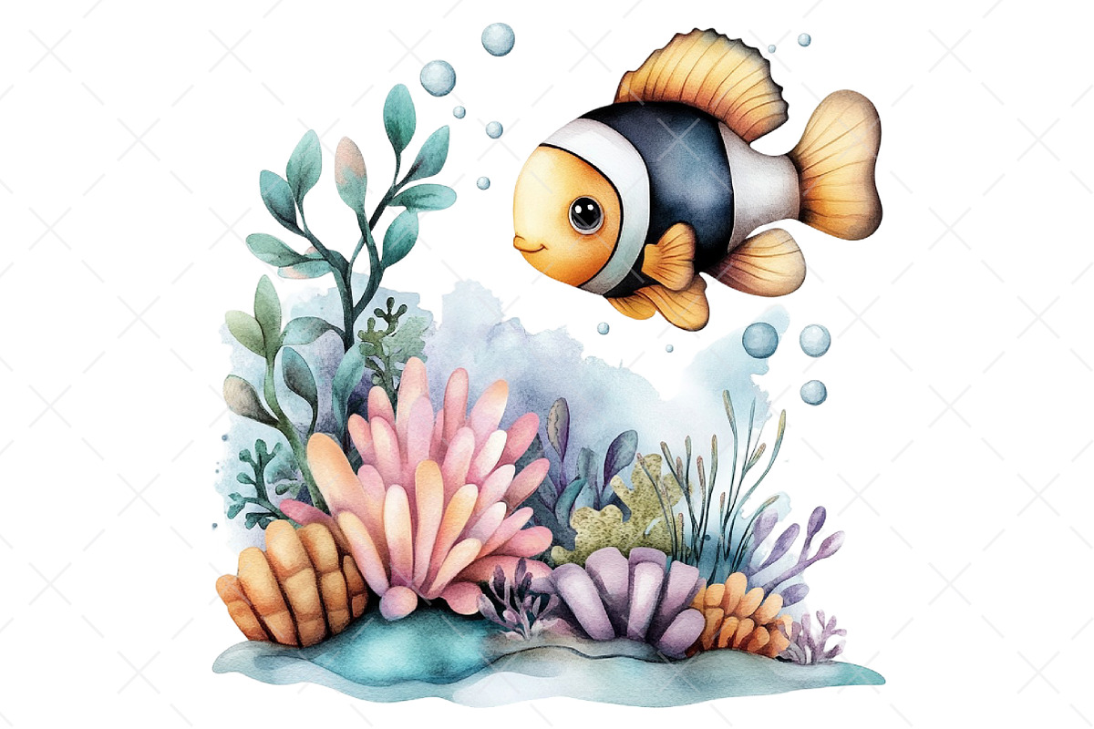 Under the Sea Watercolor Clipart PNG, an Illustration by Craft Nest (Photo 12 of 12)