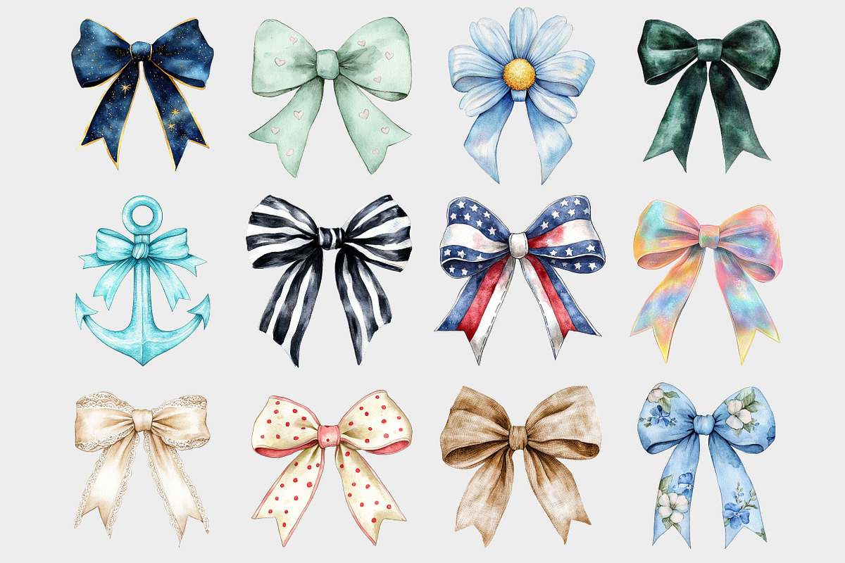 Watercolor Coquette Bow Clipart, a Seasonal Illustration by Design Market (Photo 3 of 5)