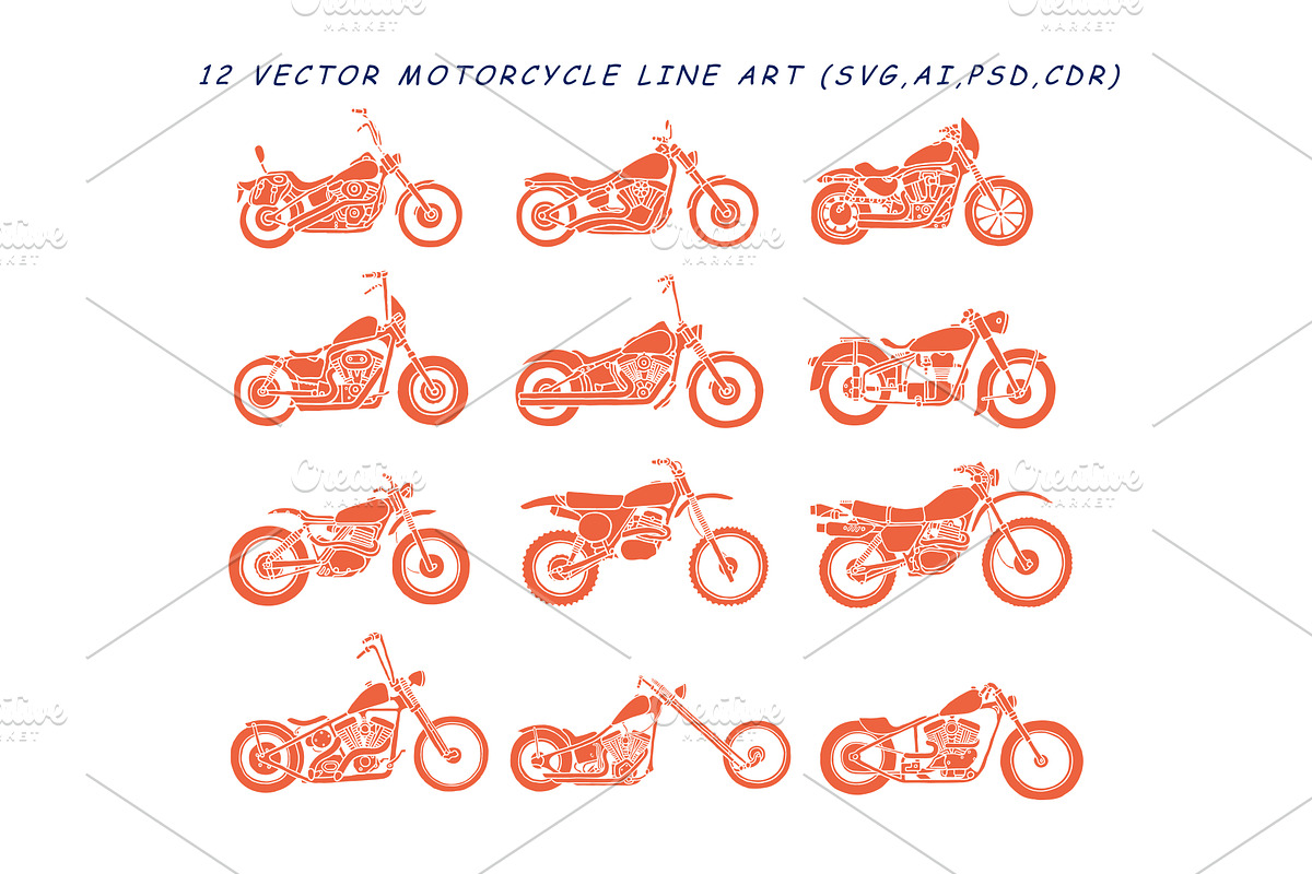 Harley-Chopper-Trucker  line Art, an Object Illustration by Ben studio (Photo 3 of 3)