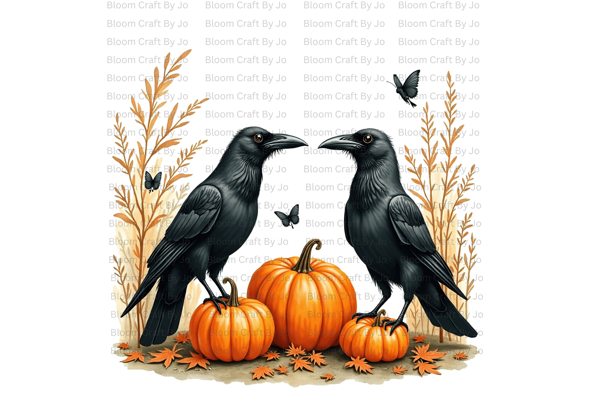 Crow and Pumpkin Scenes, an Animal Illustration by Bloom Craft Creations (Photo 7 of 12)