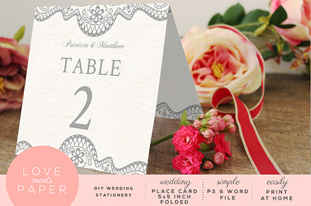 Table Place Card Template PC3004, a Card Template by Love Meets Paper
