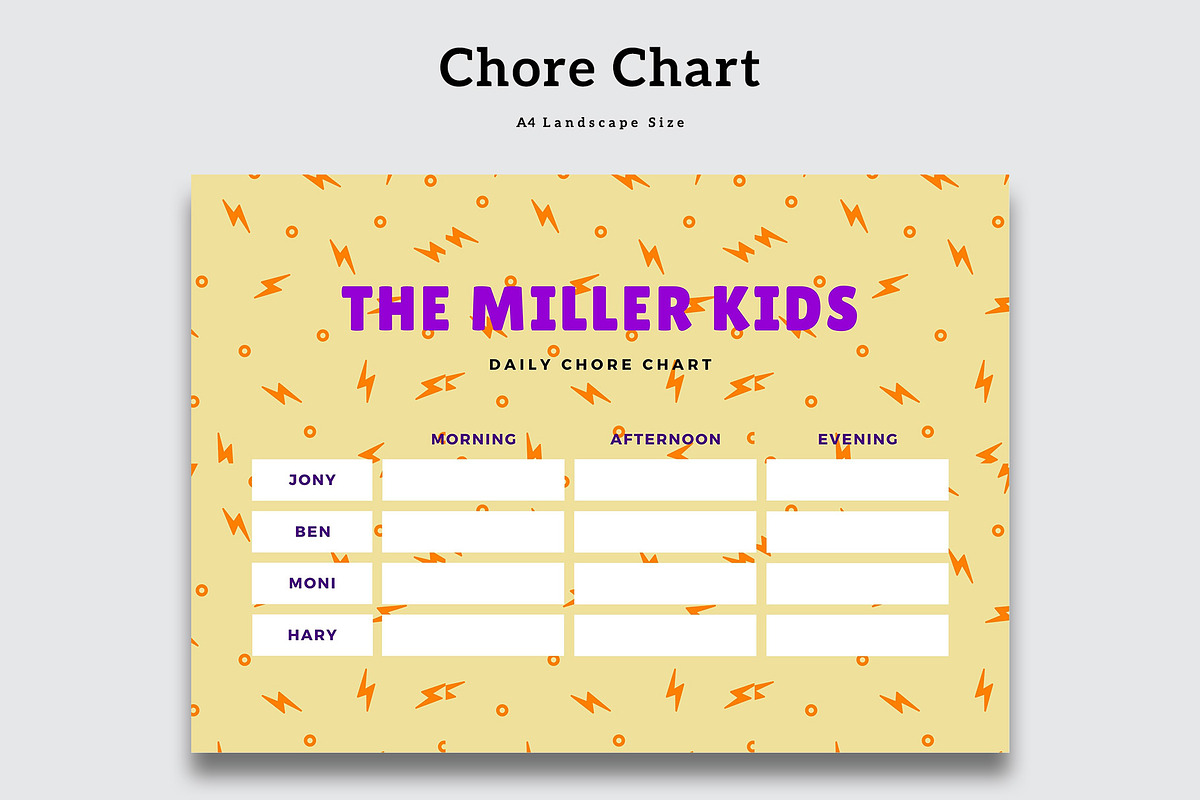 Daily Chore Chart For Kids, a Stationery Template by Amit Debnath (Photo 1 of 2)