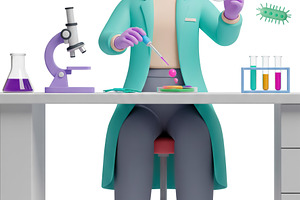 Female scientist in laboratory with, a Health & Medical Photo by angellodeco