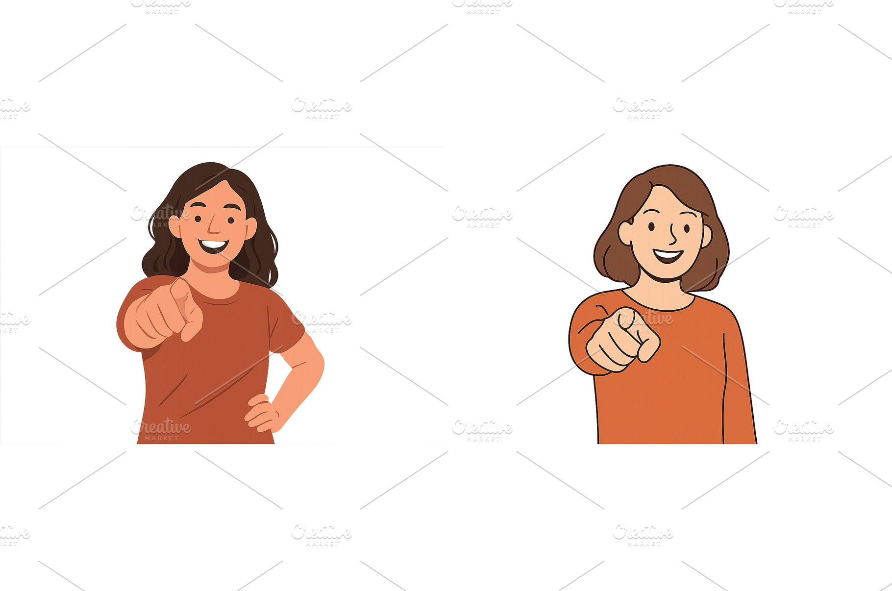 Smiling young woman pointing and, a Person Photo by ZinetroN