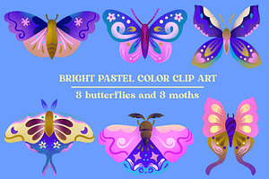 Dreamy Moths & Butterflies Clip Art