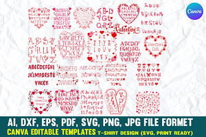 Valentine Alphabet Embroidery SVG
