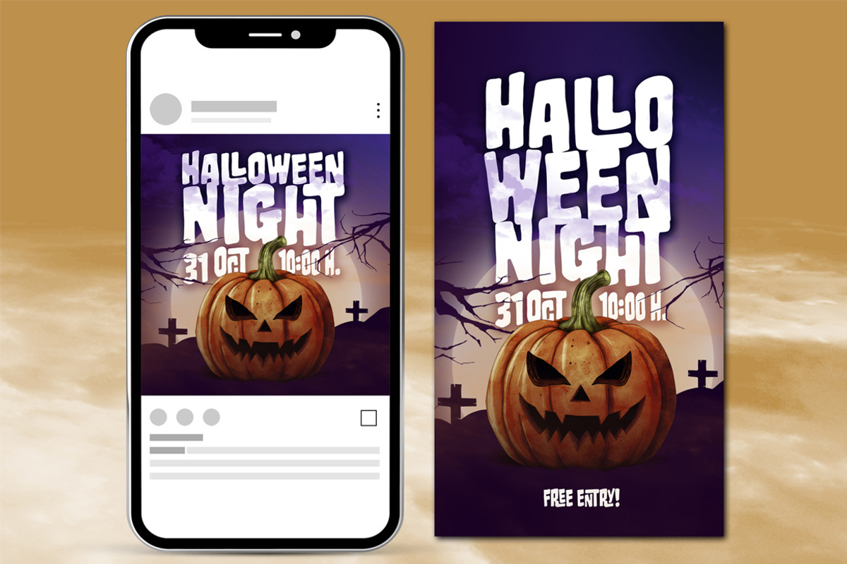 Halloween Party Social Media Set, a Social Media Template by McLittle Stock (Photo 1 of 2)
