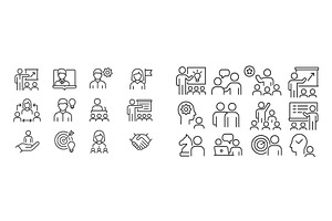 Various icons representing teamwork, a Person Illustration by ZinetroN