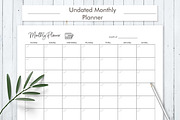 Undated Monthly Planner, a Stationery Template by HelArtShop (Thumbnail 1 of 2)