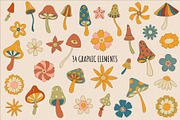Magic Mushrooms Retro Vector Clipart, a Pattern Graphic by Irina Ostapenko (Thumbnail 3 of 8)