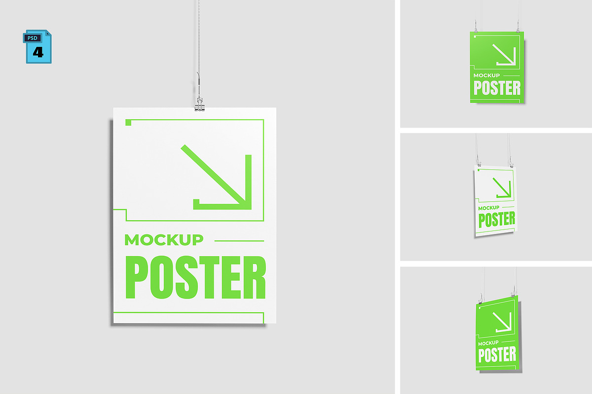 Hanging Poster Mockup, an Advertising Mockup by AnasStudio (Photo 1 of 5)