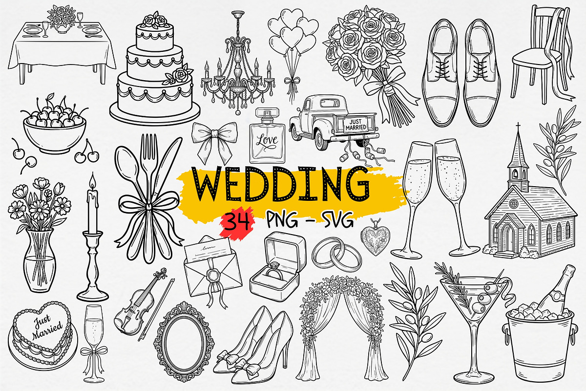 Wedding Clipart Set SVG PNG, an Object Graphic by iloveTemplate (Photo 1 of 5)