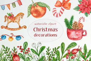 Christmas Decorations Watercolor Set